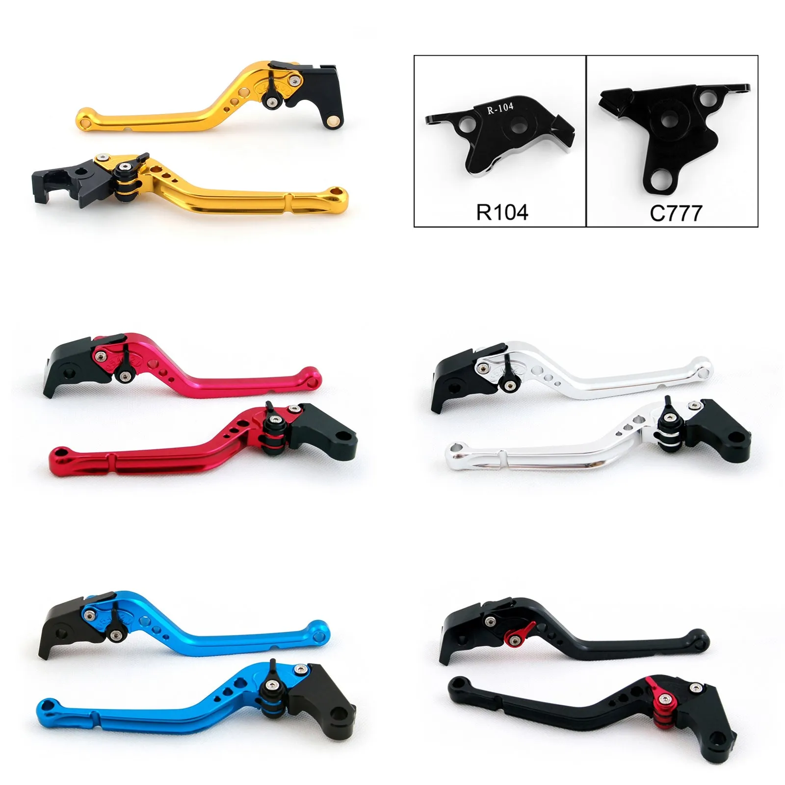 Manetas de embrague de freno largas para Yamaha V-MAX 2009-2014 Negro Genérico