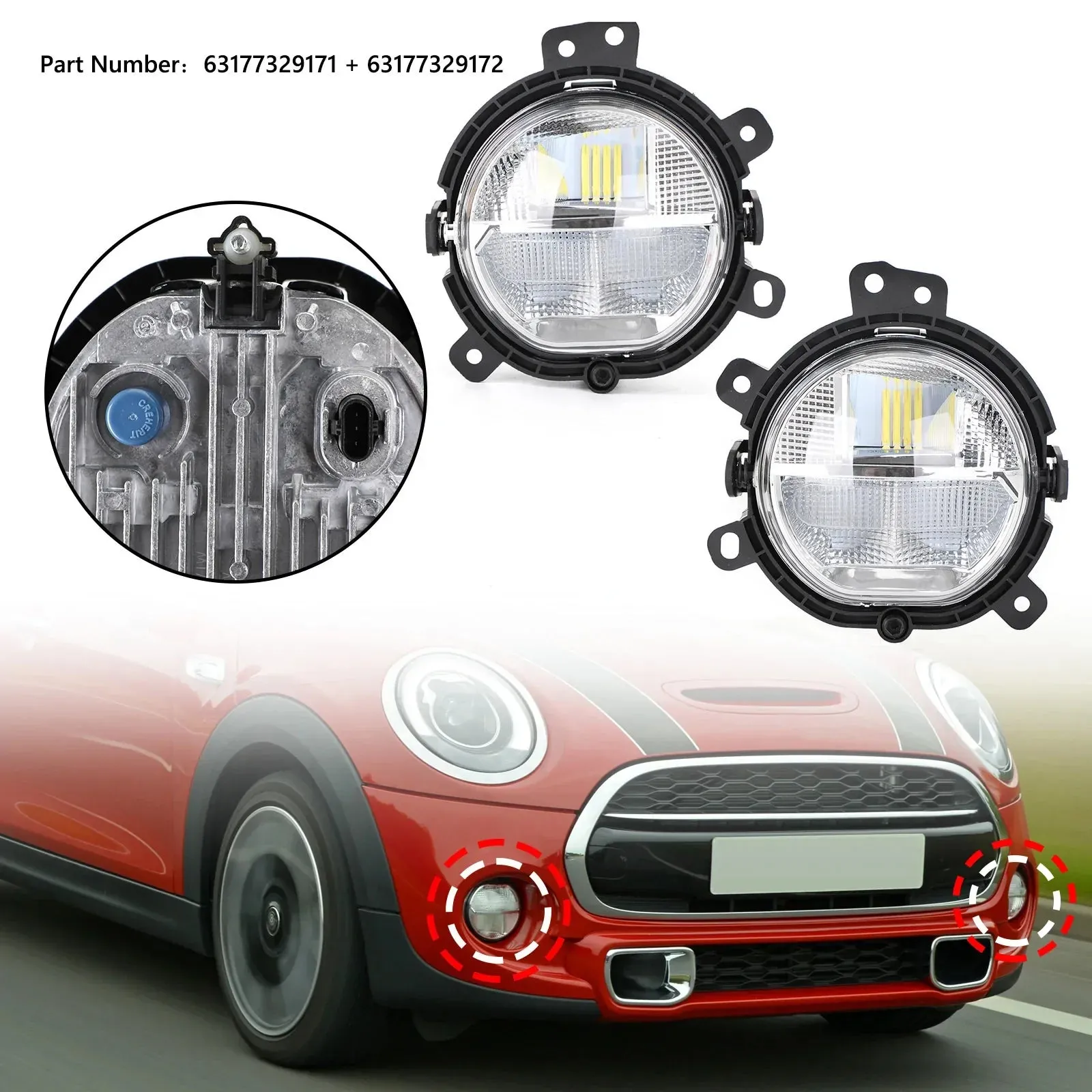 Lámpara de luz antiniebla izquierda y derecha para parachoques delantero para BMW Mini F55 F56 F54 F57 Generic