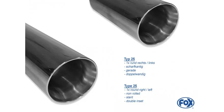 FOX Escape trasero salida cruzada derecha / izquierda - 1x114 tipo 25 Toyota Supra JTSC