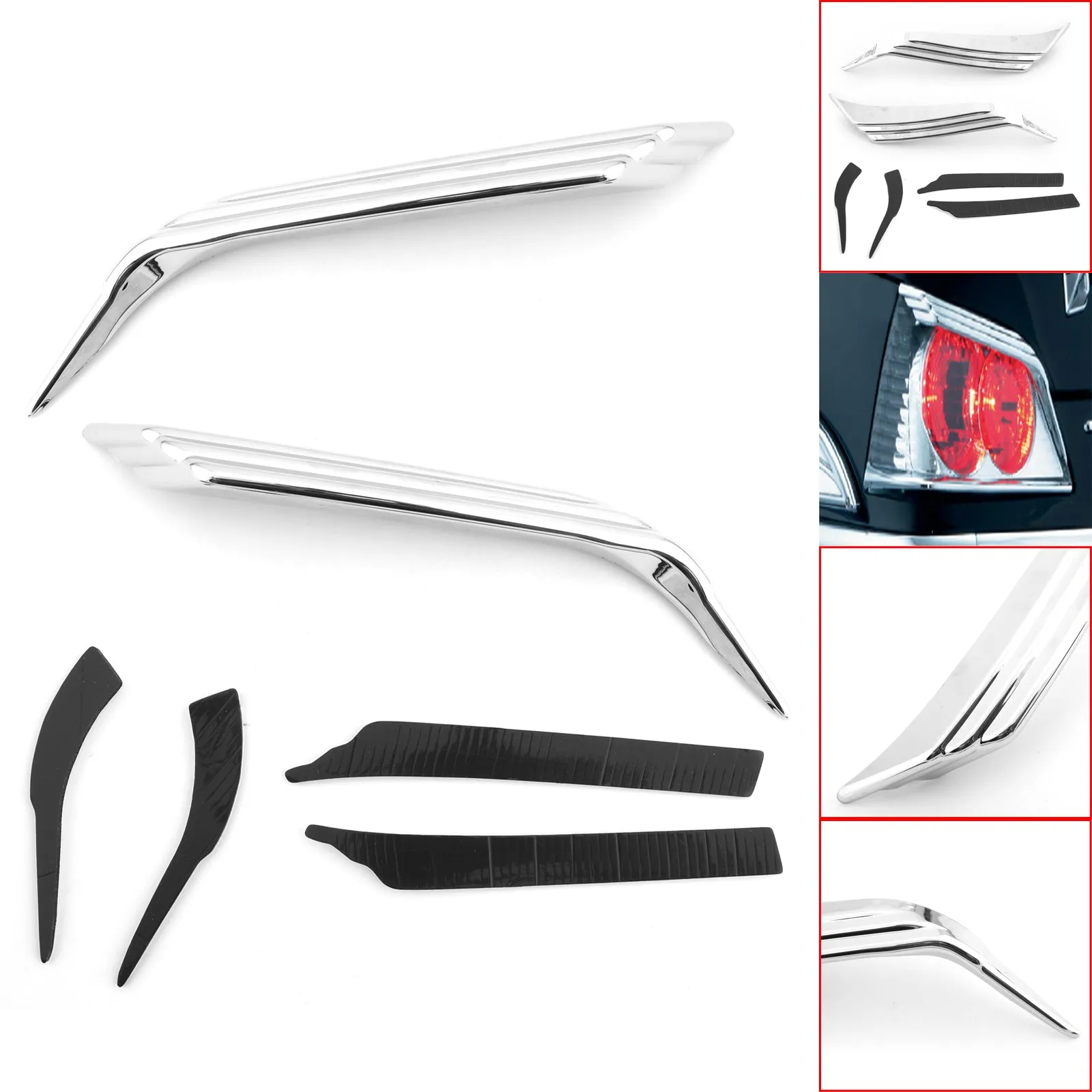 Viseras de luz trasera de maletero superior de plástico ABS, acento embellecedor para Honda Goldwing GL1800 genérico