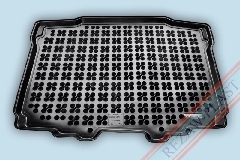 Alfombra / Cubeta De Maletero En Goma Negra Skoda Yeti Con Kit De Herramientas En Maletero - Desde 2009