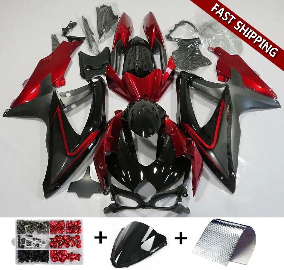 Kit de plástico de inyección de carenado rojo mate Amotopart para Suzuki GSXR600/750 2008 2009 2010 genérico
