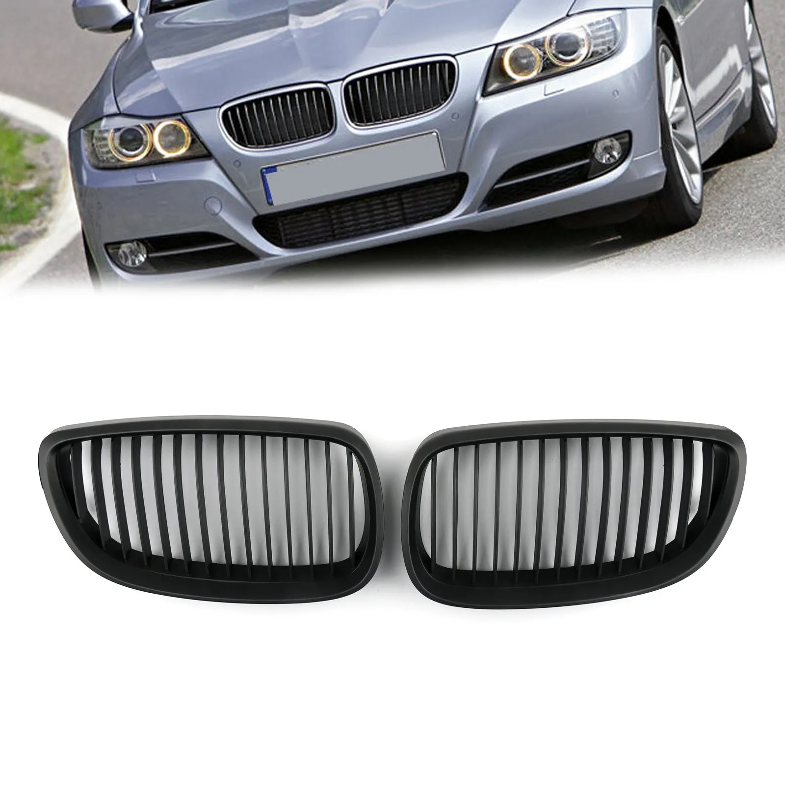 Para BMW E92 E93 2DR LCI 2006-2009 parrilla delantera malla negra mate genérica