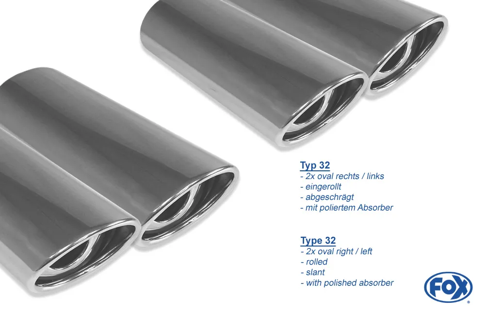 Escape FOX CitroenC1/ Peugeot 107/ Toyota Aygo escape final Ausgang recht/links - 2x86x54 Typ 33 dch/izq