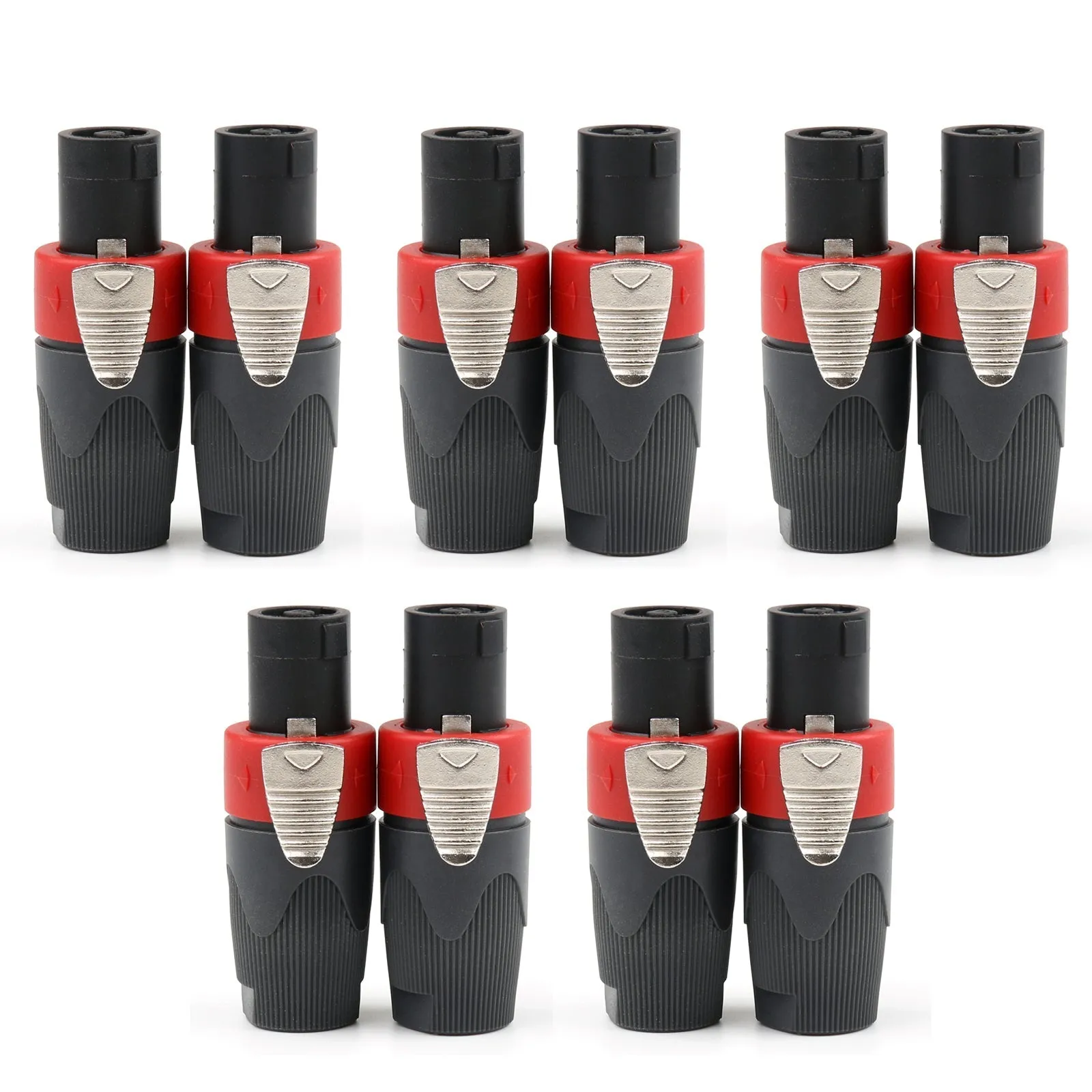 10 conectores de cable de audio compatibles con Speakon macho de 4 pines, color rojo