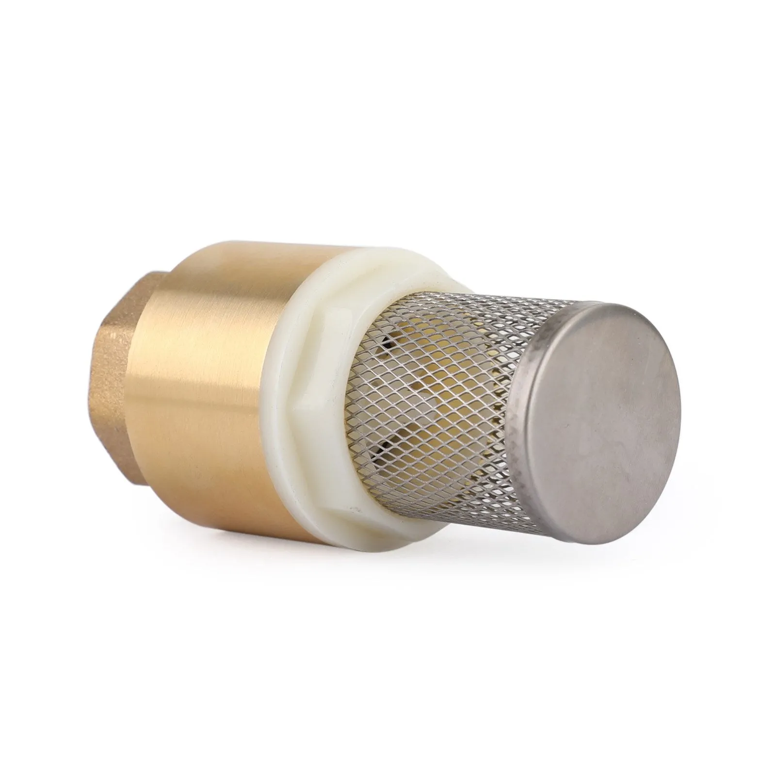 Válvula de pie de retención en línea de latón con resorte NPT de 3/4" con filtro 200 PSI