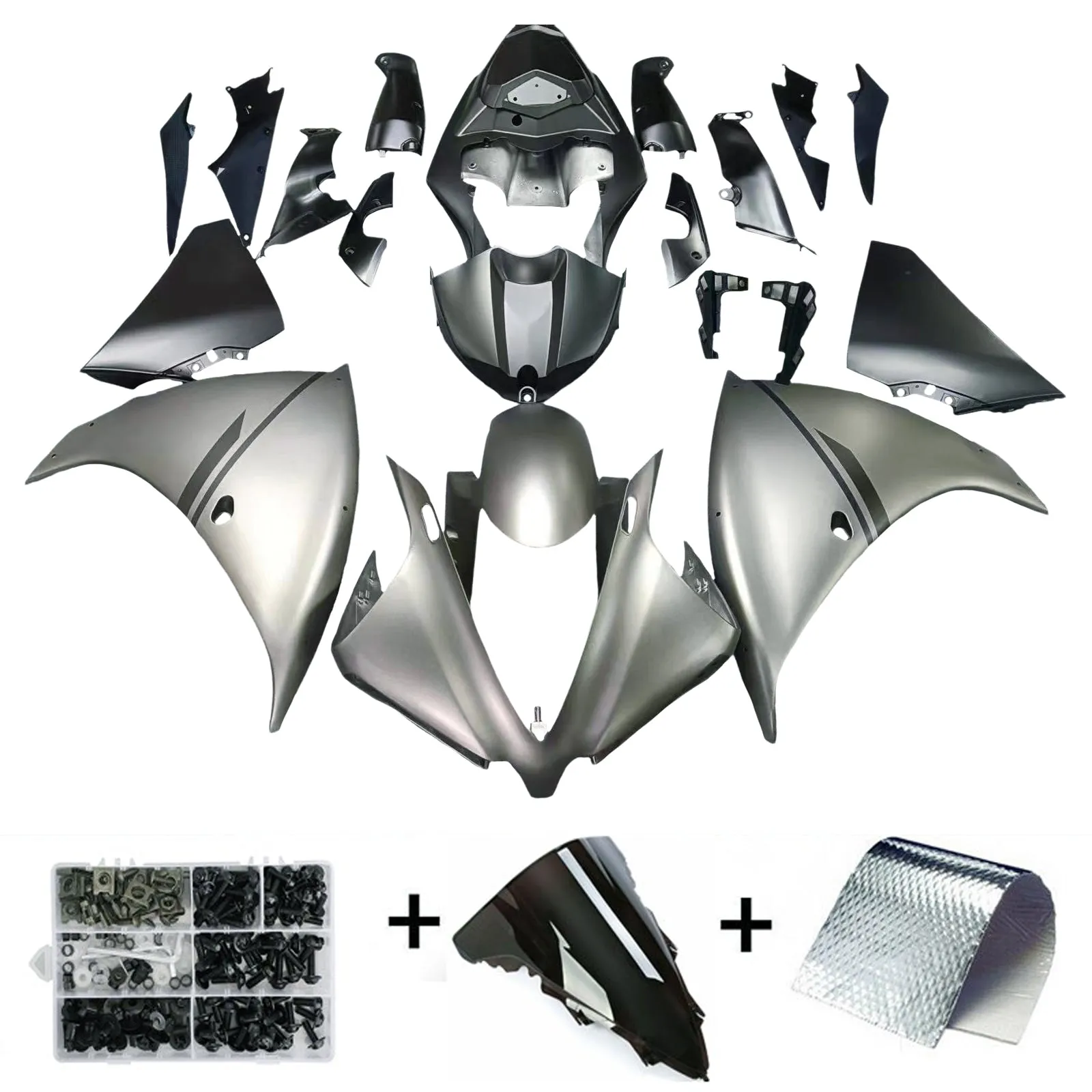 Amotopart ABS plástico inyección ABS carenado ajuste para Yamaha YZF R1 2012-2014 gris negro genérico