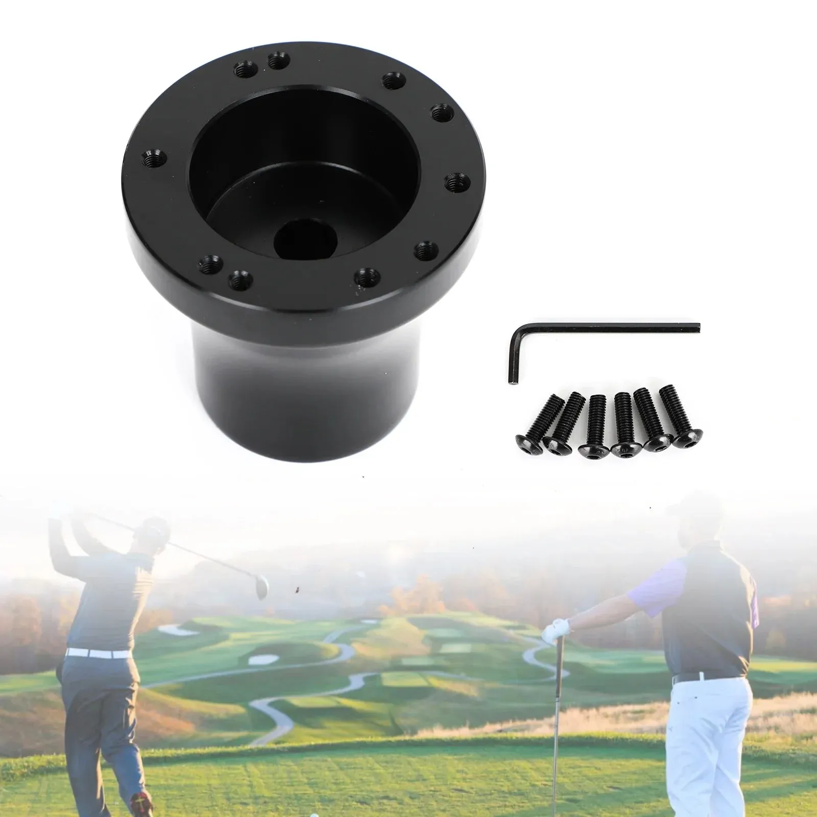 Adaptador de volante de aluminio para carrito de golf, para coche de club anterior, color negro genérico