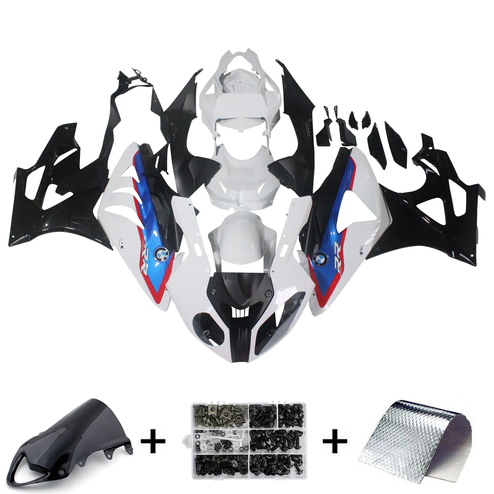 Carenados Amotopart para BMW S1000RR 2009-2014 Blanco Negro SRR Genérico