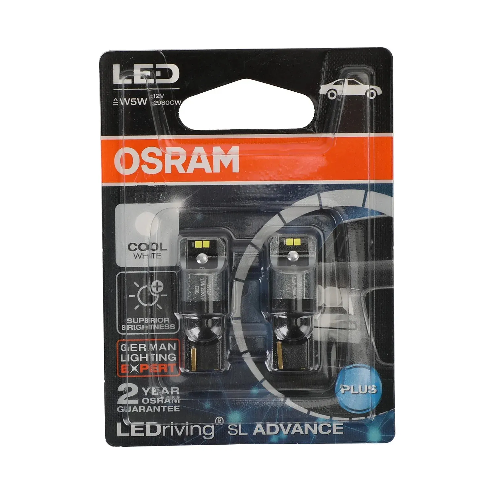 2 bombillas LED auxiliares para coche OSRAM 2980CW W5W 12V1.5W W2.1x9.5d Genérico