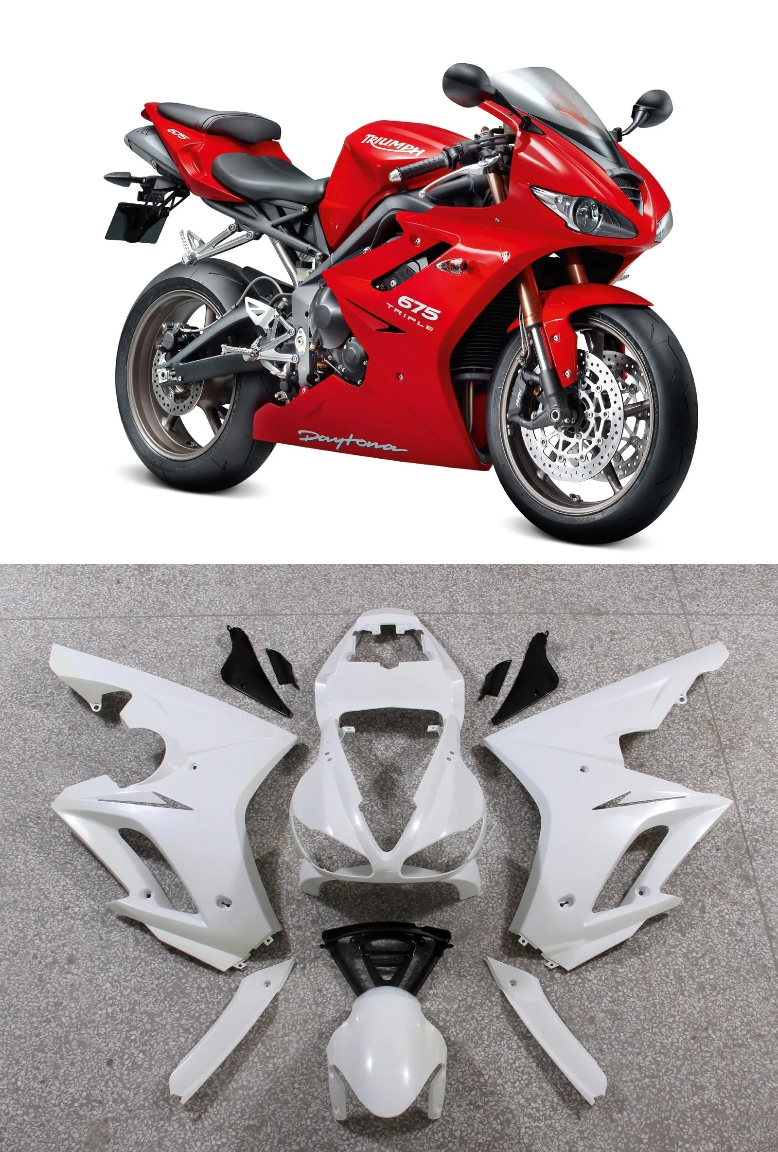 Carenados Amotopart 2009-2012 Triumph Daytona 675 Rojo Daytona Genérico