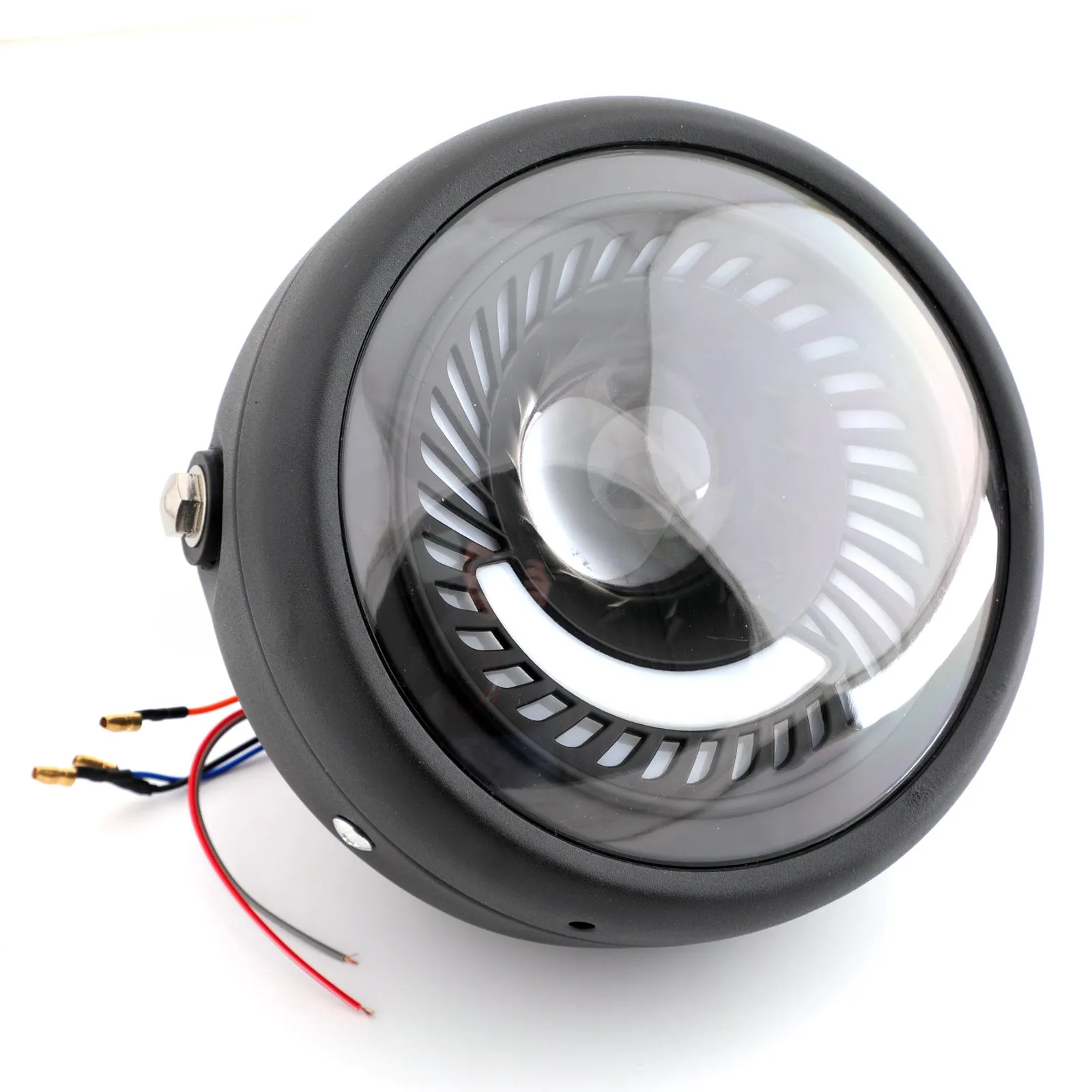 Faro delantero Universal para motocicleta de 6,5 pulgadas, LED azul/blanco para Cafe Racer, genérico personalizado