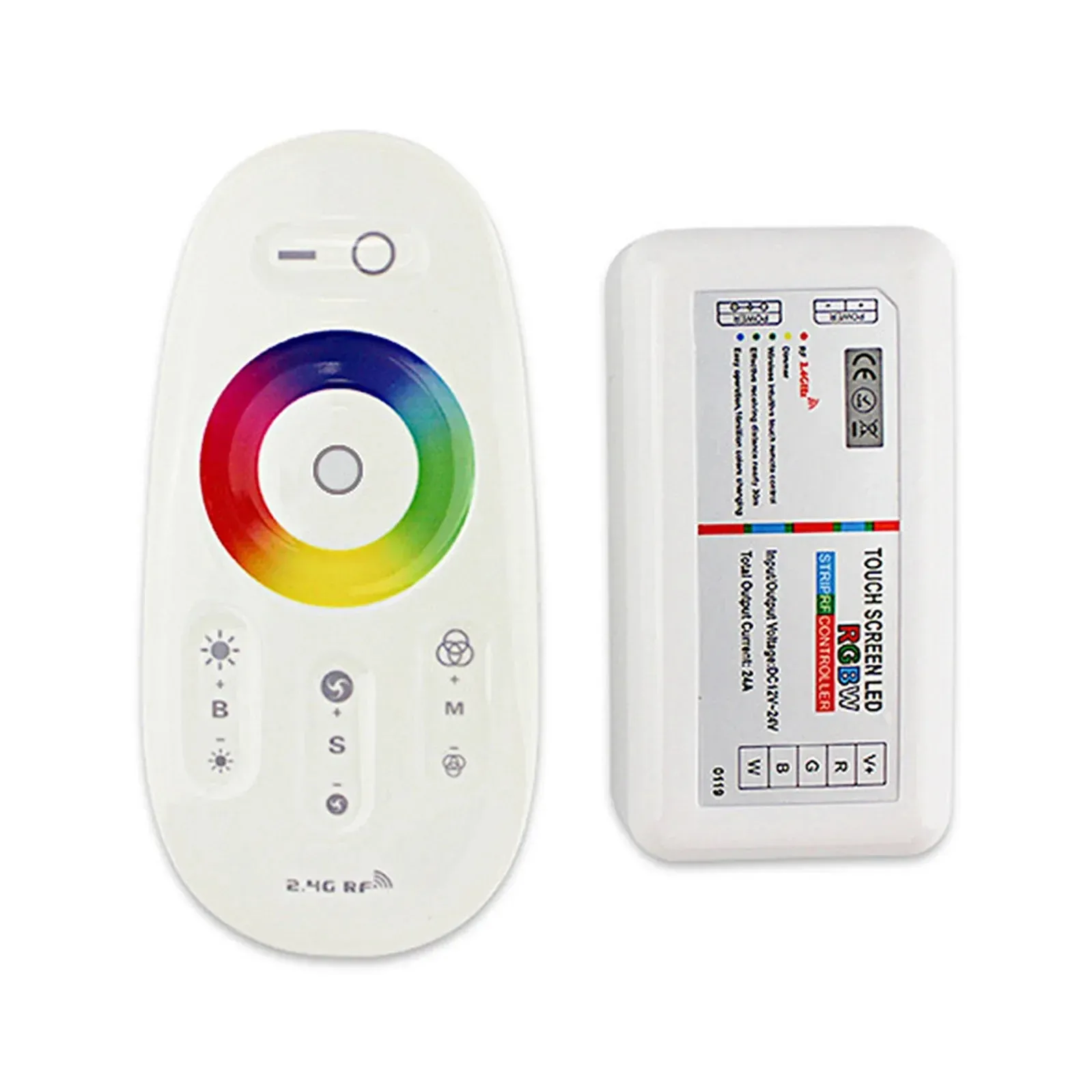 Controlador remoto de control RF táctil 2.4G para tira de luz LED DC 12-24V RGBW