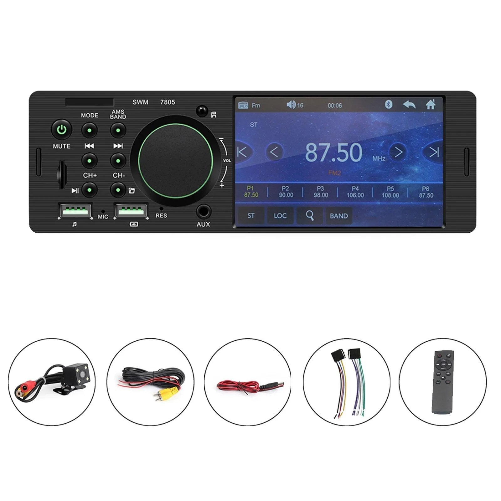 Reproductor MP5 para coche de 4,1 pulgadas, pantalla táctil 1DIN, Audio, vídeo, Bluetooth, Radio FM + cámara