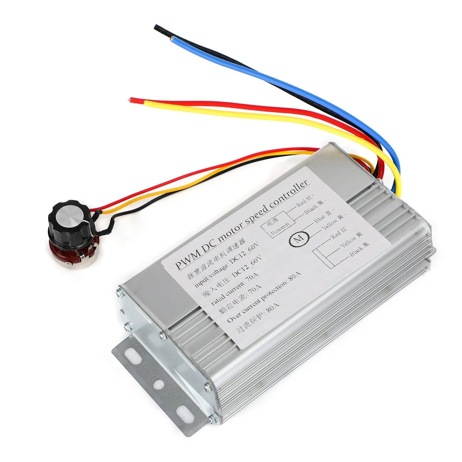 24V DC 12V 36V 48V 70A 4000W DC Motor PWM Controlador de motor de cepillo Control de velocidad