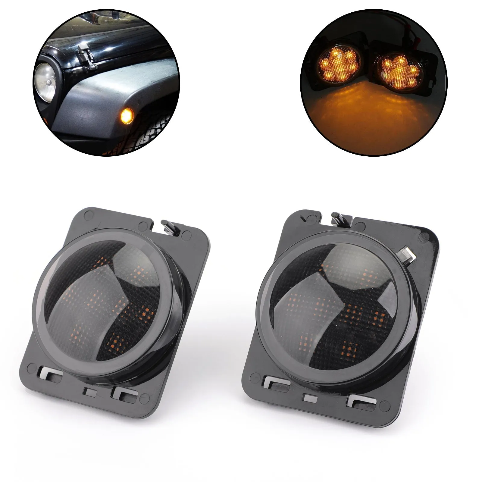 2x guardabarros delantero luz LED de señal de giro marcador lateral de estacionamiento para Wrangler JK 2007-15 genérico
