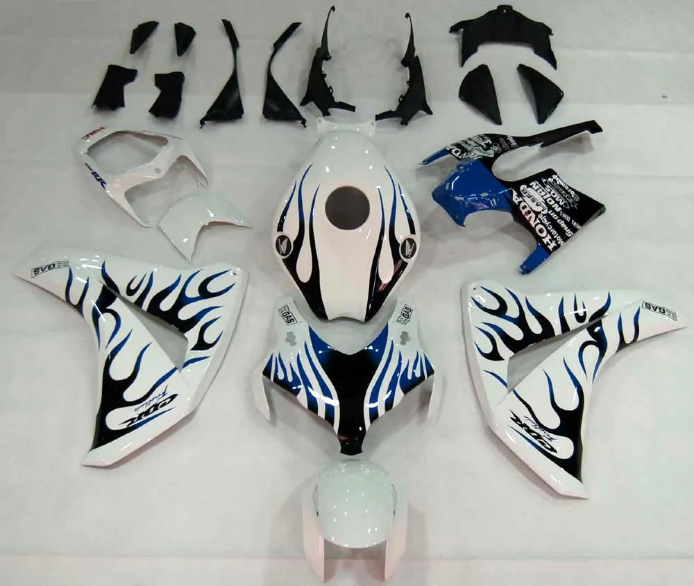 Carenados Amotopart 2008-2011 Honda CBR 1000 RR Blanco y Azul Negro Llama Genérico