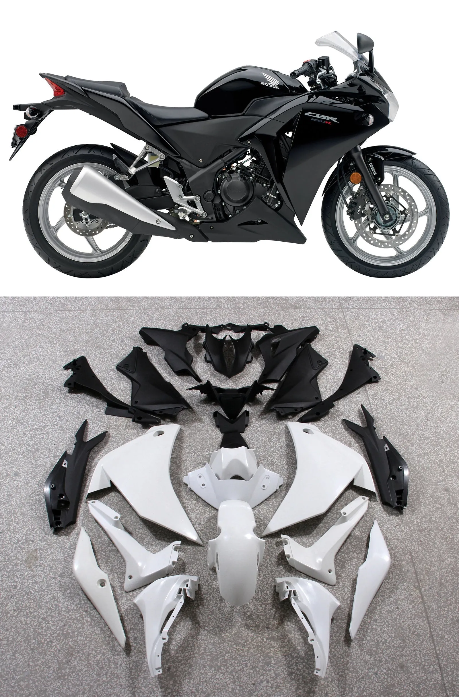 Carenados Amotopart 2011-2015 Honda CBR250R Negro CBR Genérico