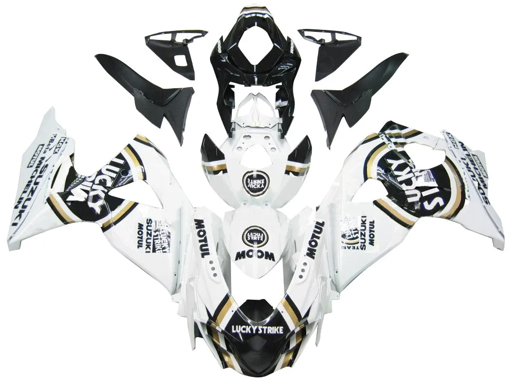 Carenados Amotopart 2009-2016 Suzuki GSXR 1000 Blanco Negro Oro Lucky Strike Genérico