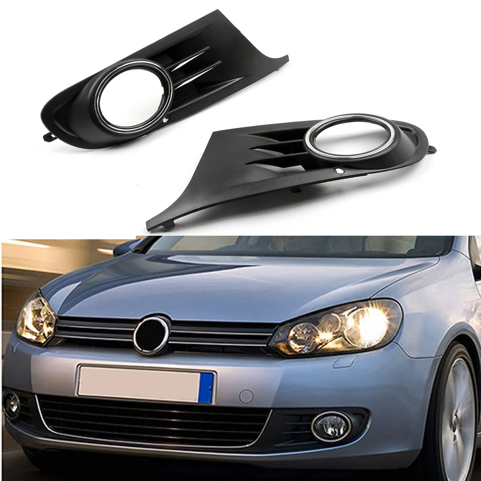 Par de cubiertas de rejilla de luz antiniebla para (10-14) VW MK6 Golf/Jetta Sportwagen Open Vent Generic