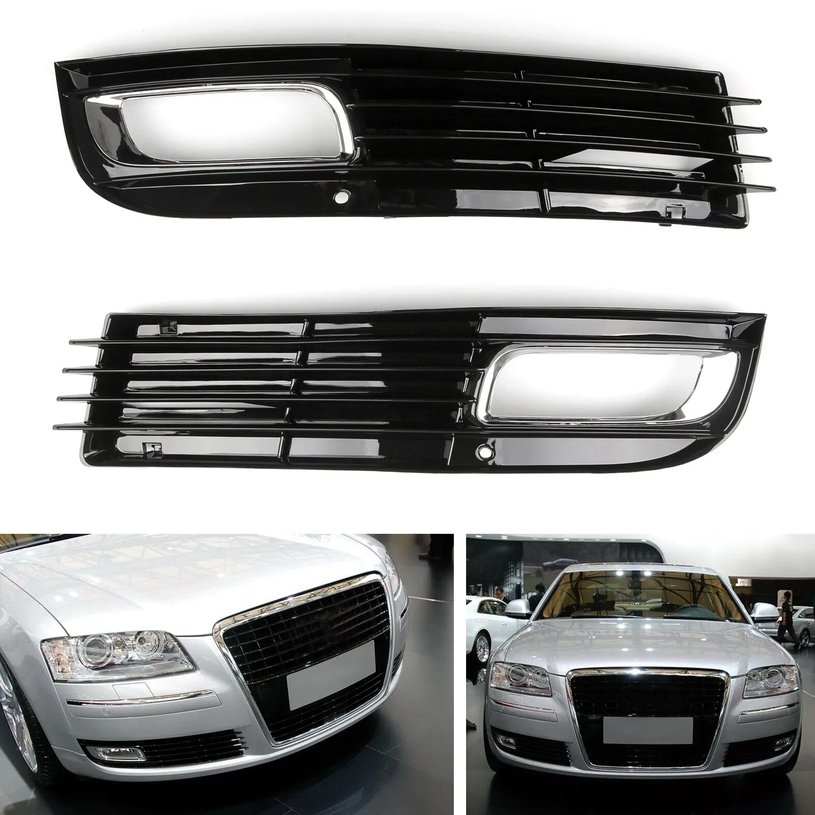 2008-2010 Audi A8 (Quattro) D3 ABS Parachoques inferior Rejilla de luz antiniebla con cromo
