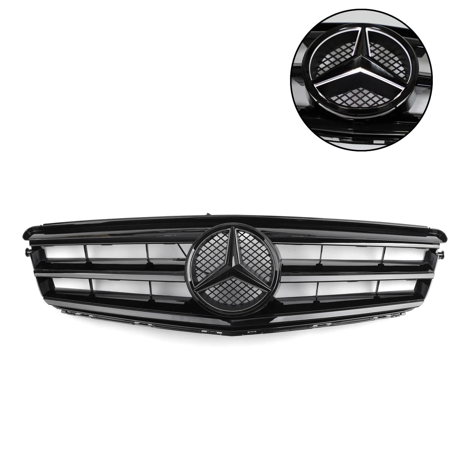 W204 Rejilla de repuesto para parrilla superior delantera Benz 2008-2014, color negro genérico