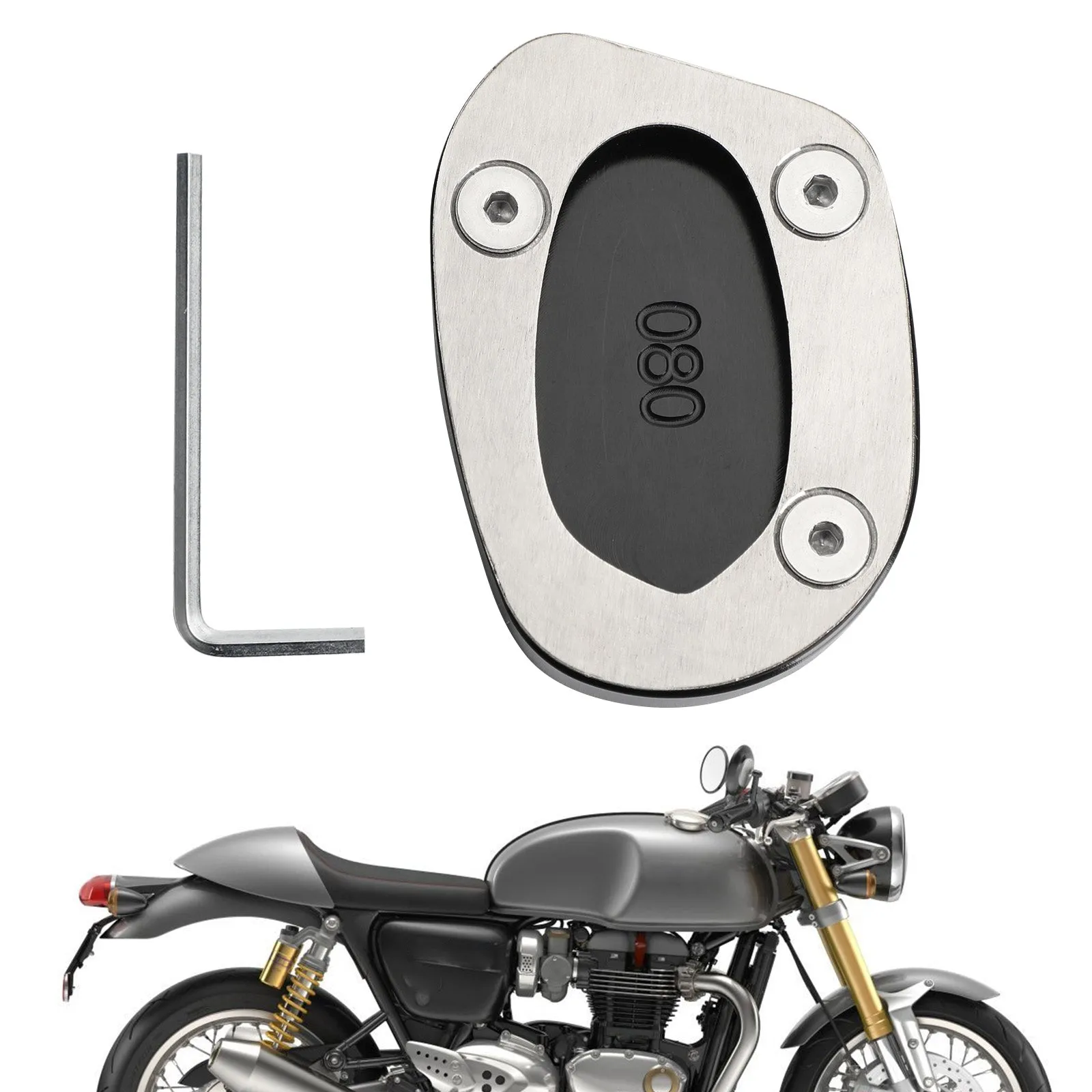 Soporte de placa ampliadora de caballete lateral para Triumph Speed ​​Twin 1200 Thruxton 1200 Generic