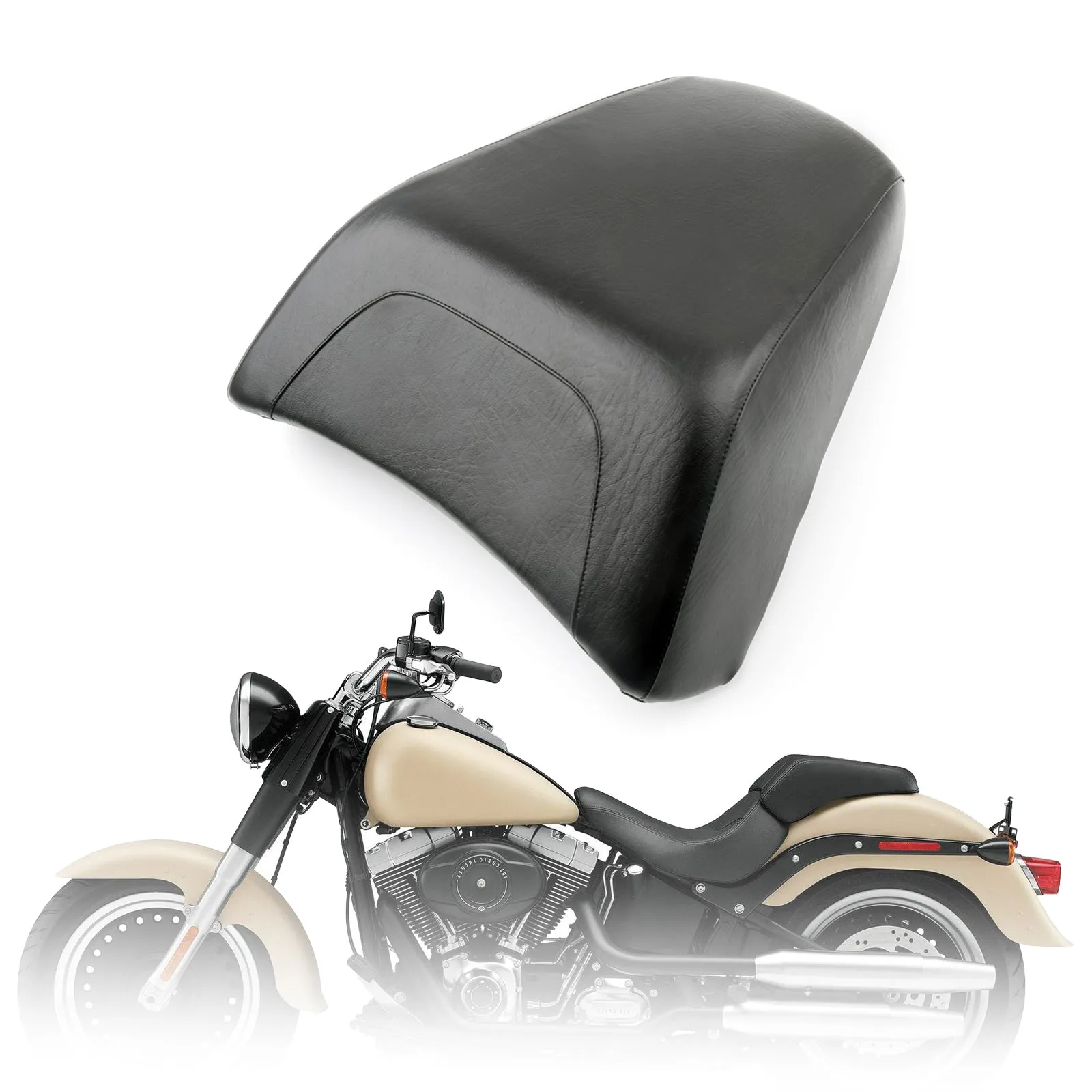 Otomana de cuero para asiento trasero de pasajero para Davidson FLSTF Fat Boy Black Generic