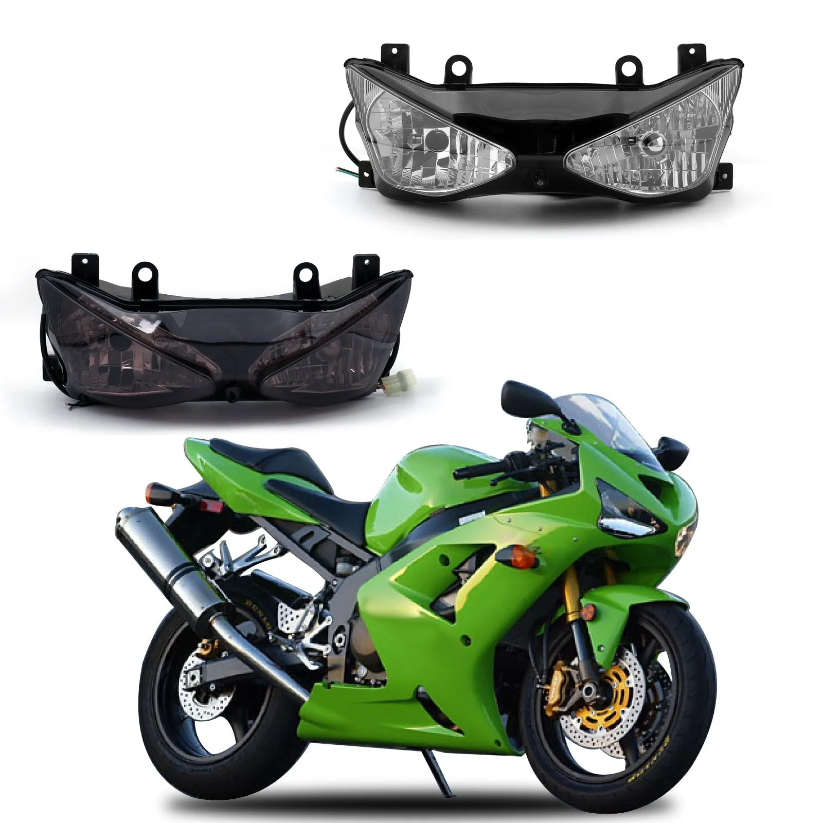 Conjunto de faros delanteros para Kawasaki Ninja ZX636 ZX6R 2003-2004 genérico