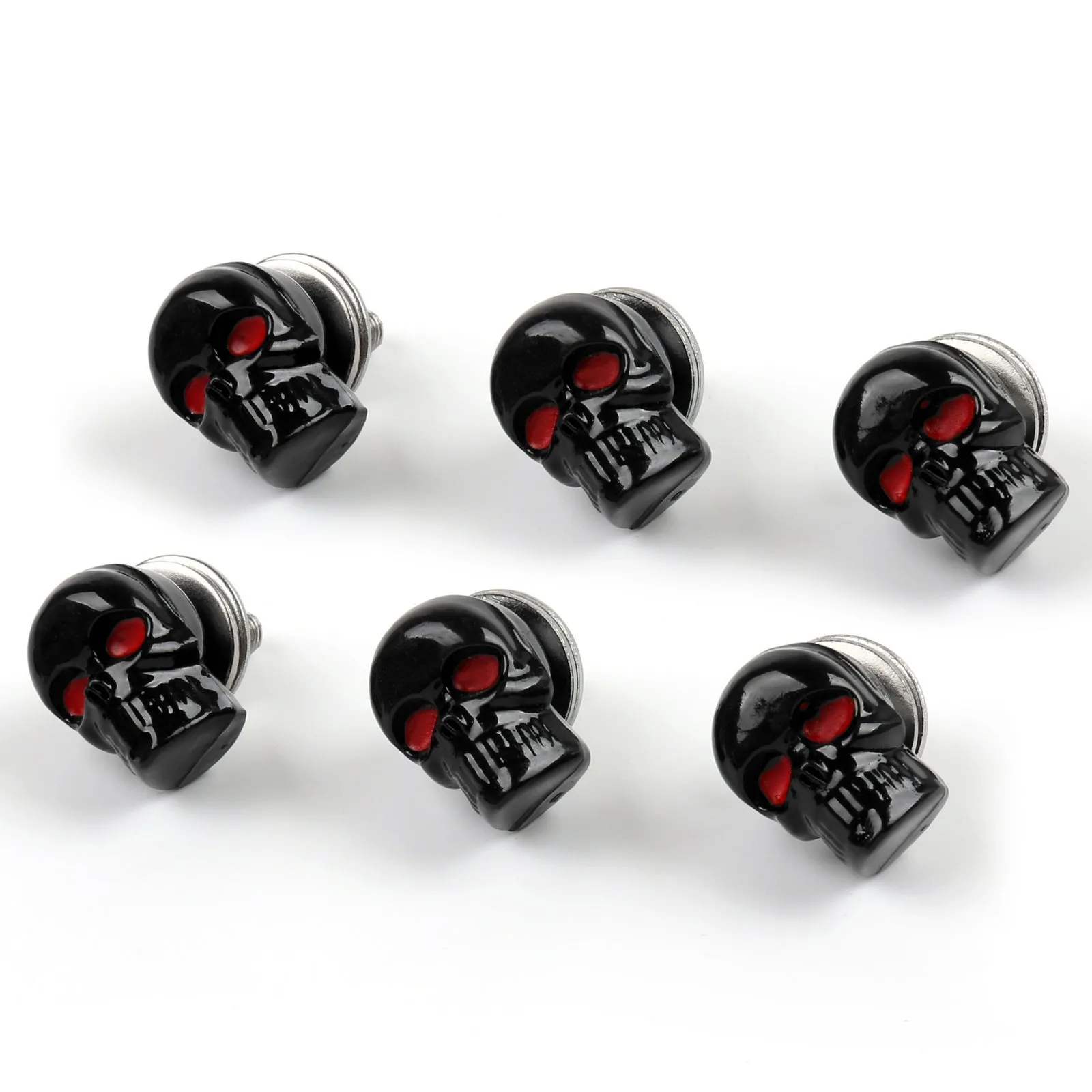 6 tornillos universales para marco de matrícula de motocicleta, color negro, con calavera, genéricos