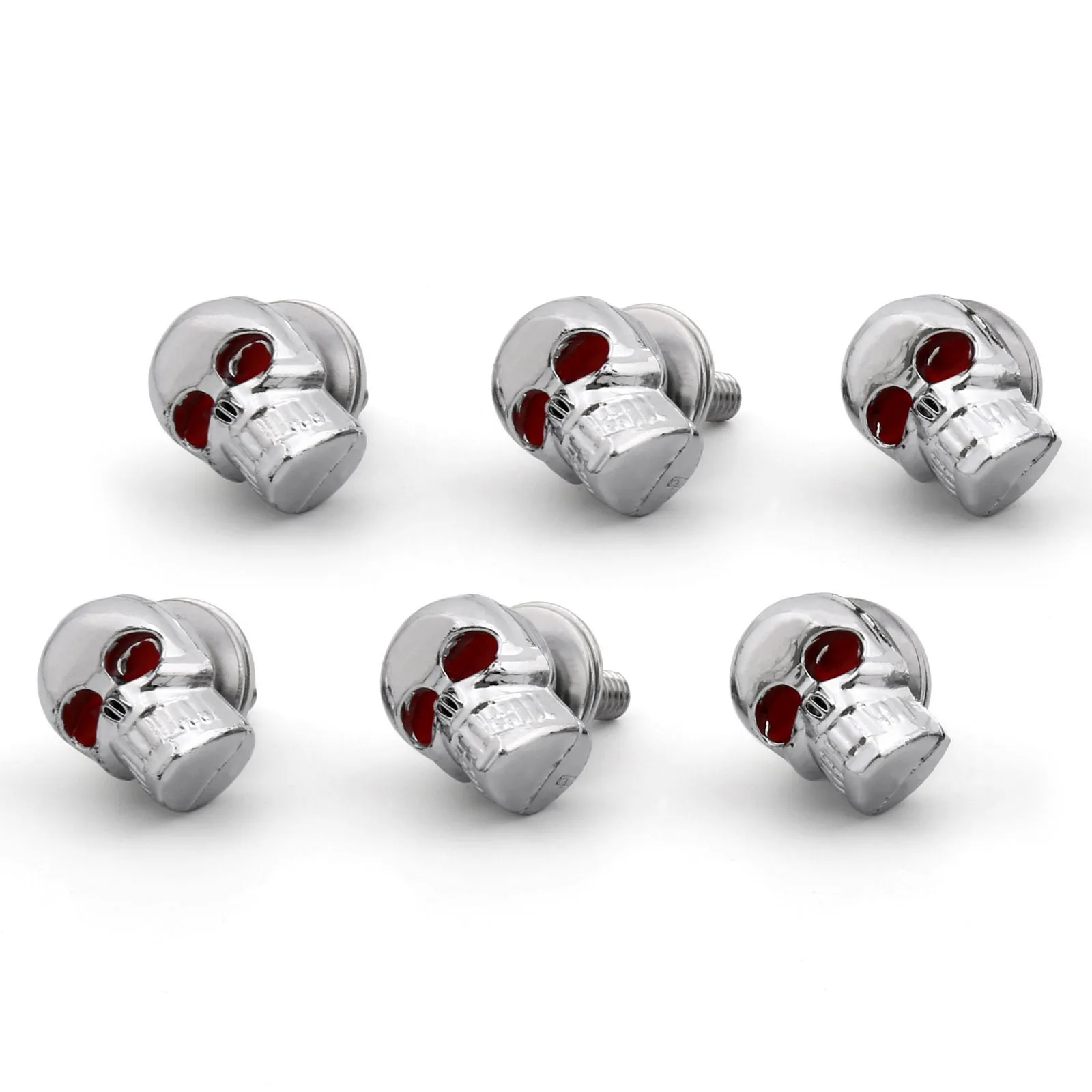 6 tornillos universales para marco de matrícula de motocicleta, cromados, con forma de calavera, genéricos