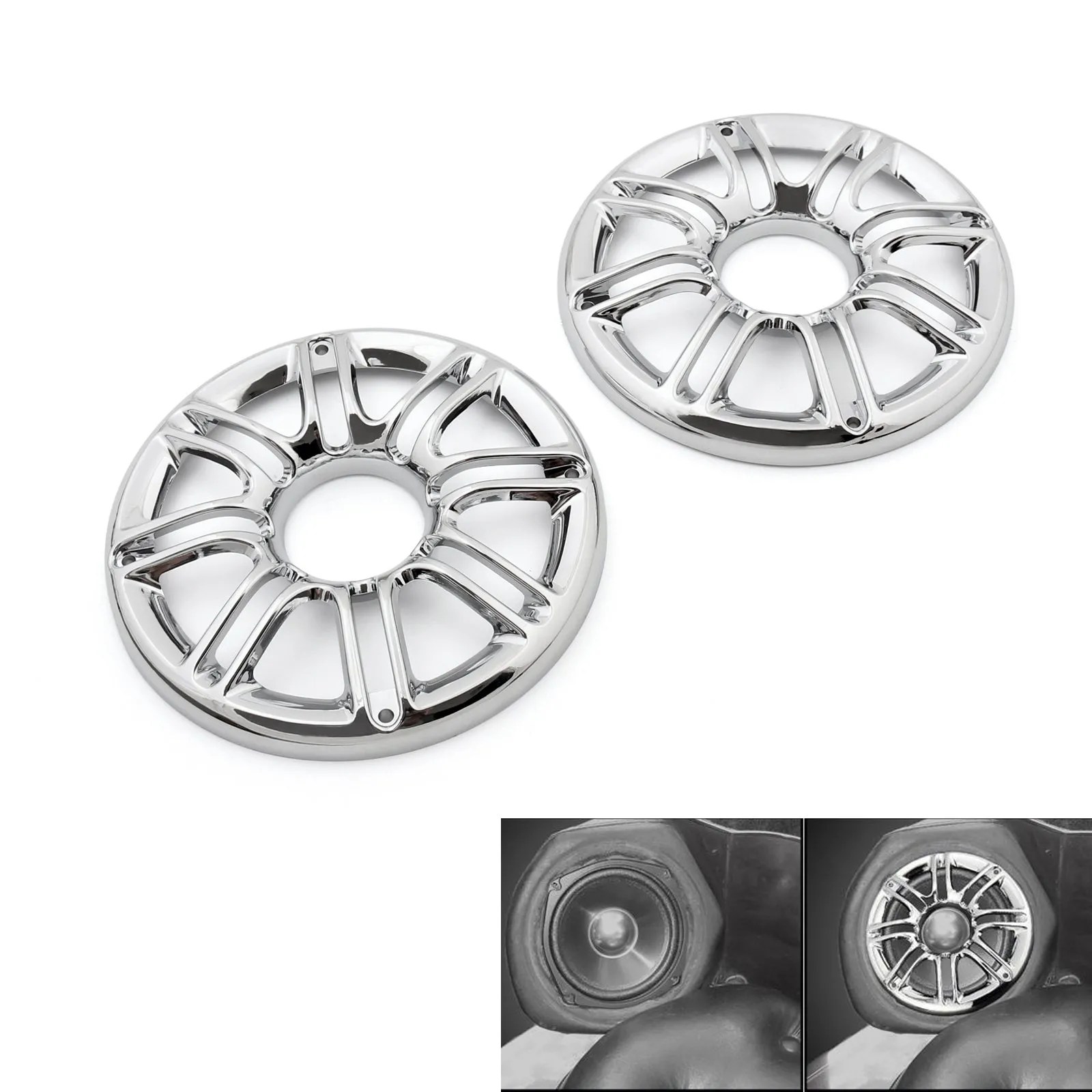 2x Cubierta De Altavoz Parrilla 6 3D Redonda Trasera Delantera Para Harley Davidson Touring Glide Generic