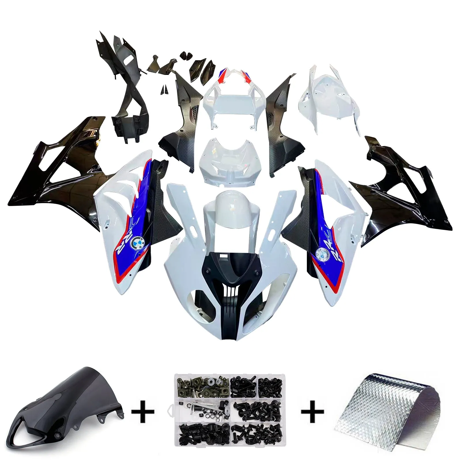 Carenados Amotopart para BMW S1000RR 2009-2014 Blanco Azul SRR Genérico
