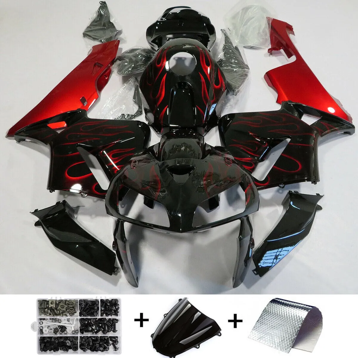 Kit de carenado Amotopart para Honda CBR600RR 2005 2006 F5 Rojo Negro ABS moldeo por inyección carrocería genérica