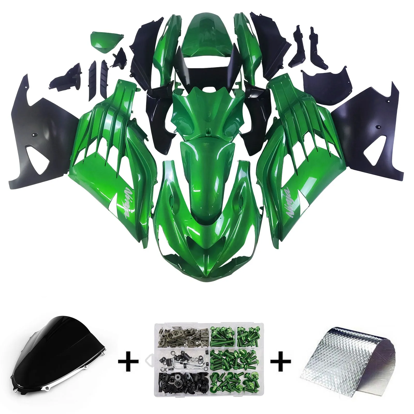Carenados de plástico Amotopart 2012-2021 Kawasaki ZX14R Ninja Verde Genérico