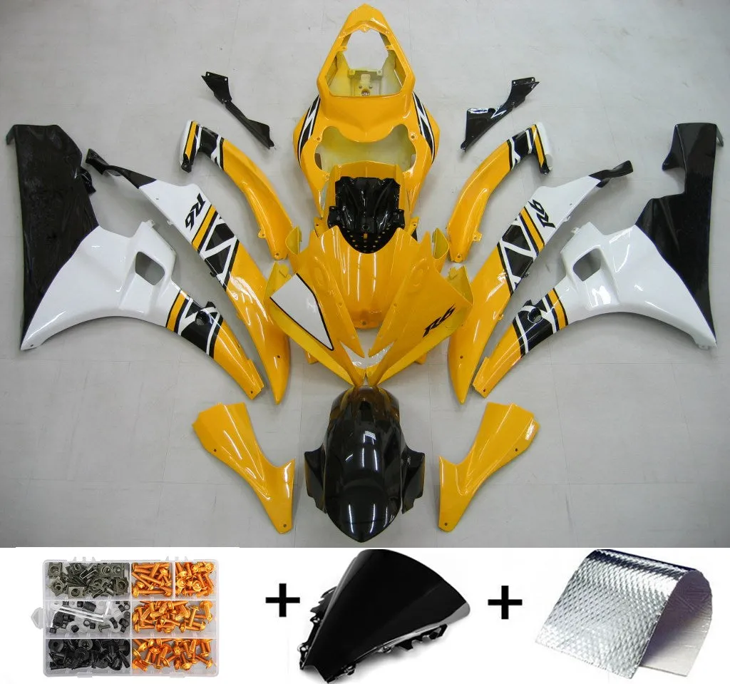 Kit plastico inyeccion carenado amotopart para YAMAHA YZF-R6 2006 2007 amarillo blanco generico