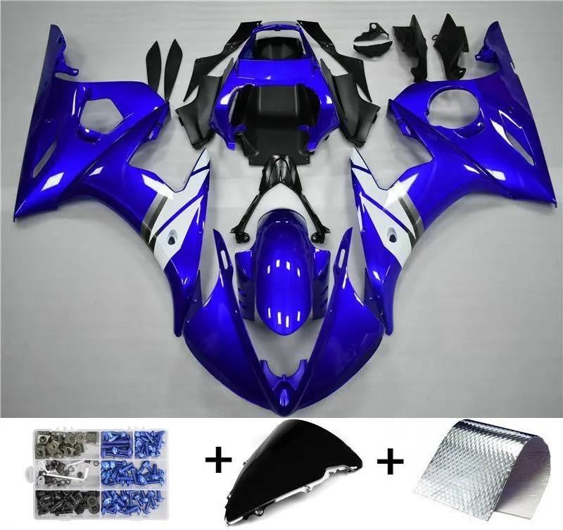 Kit de inyección de plástico de carenado Amotopart con tornillo para YAMAHA 2005 YZF-R6 azul blanco generico