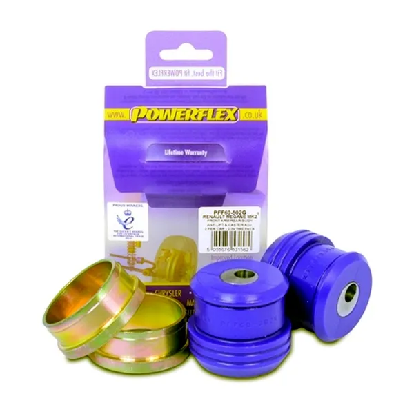 Powerflex Silentblock Front Arm Rear Bush Anti-Lift & Caster Offset RENAULT Megane II inc RS 225, R26 and Cup (2002 - 2008)