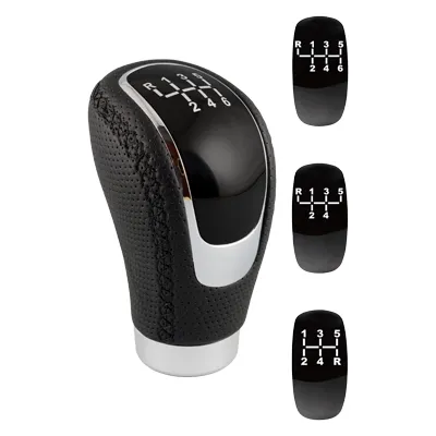 Pomo Piel negra/cromo con marchas.