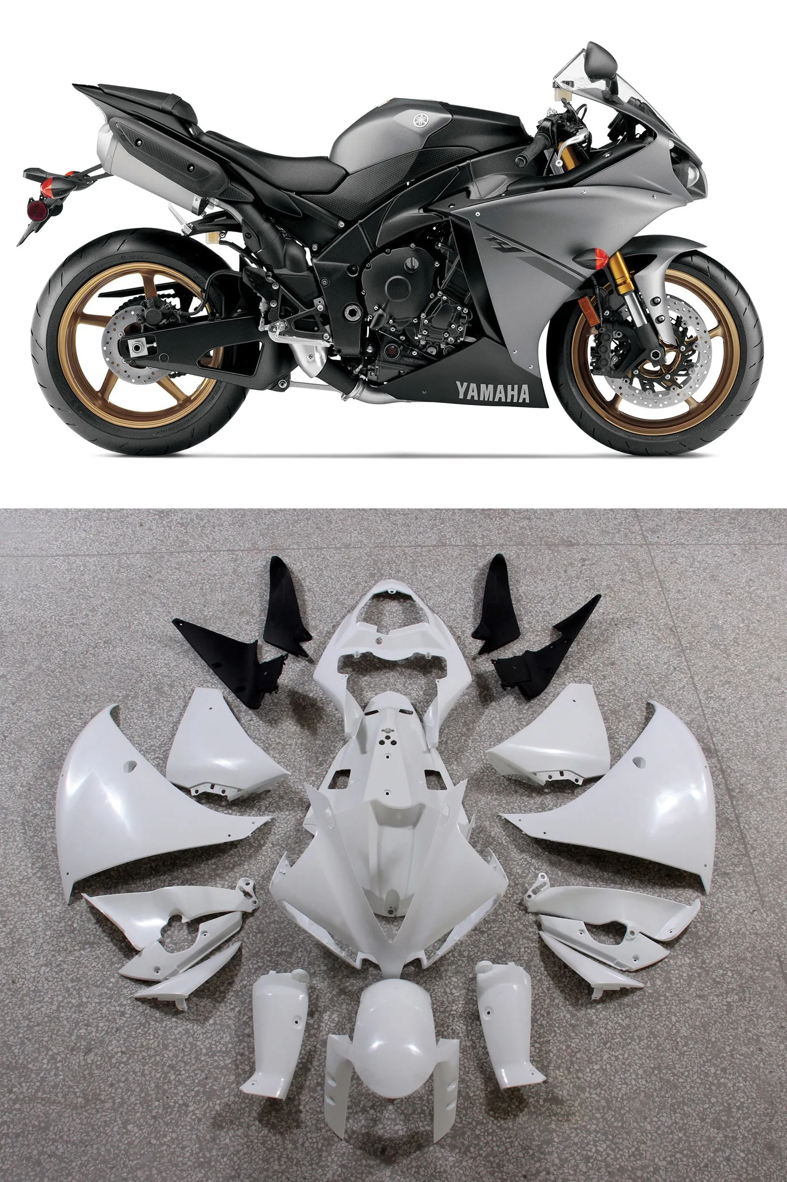 Carenados de plástico Amotopart 2012-2014 Yamaha YZF R1 Gris R1 Genérico