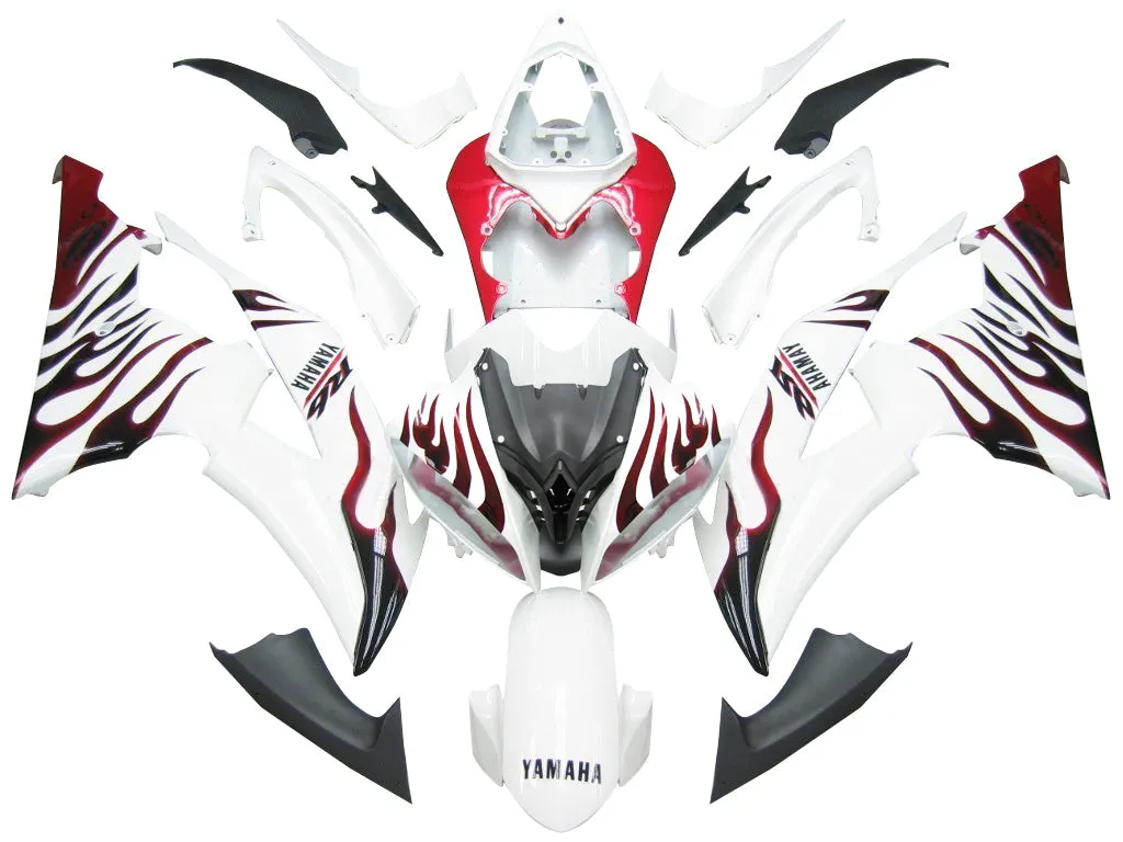 Carenados Amotopart 2008-2016 Yamaha YZF-R6 Blanco y Rojo Flame R6 Genérico