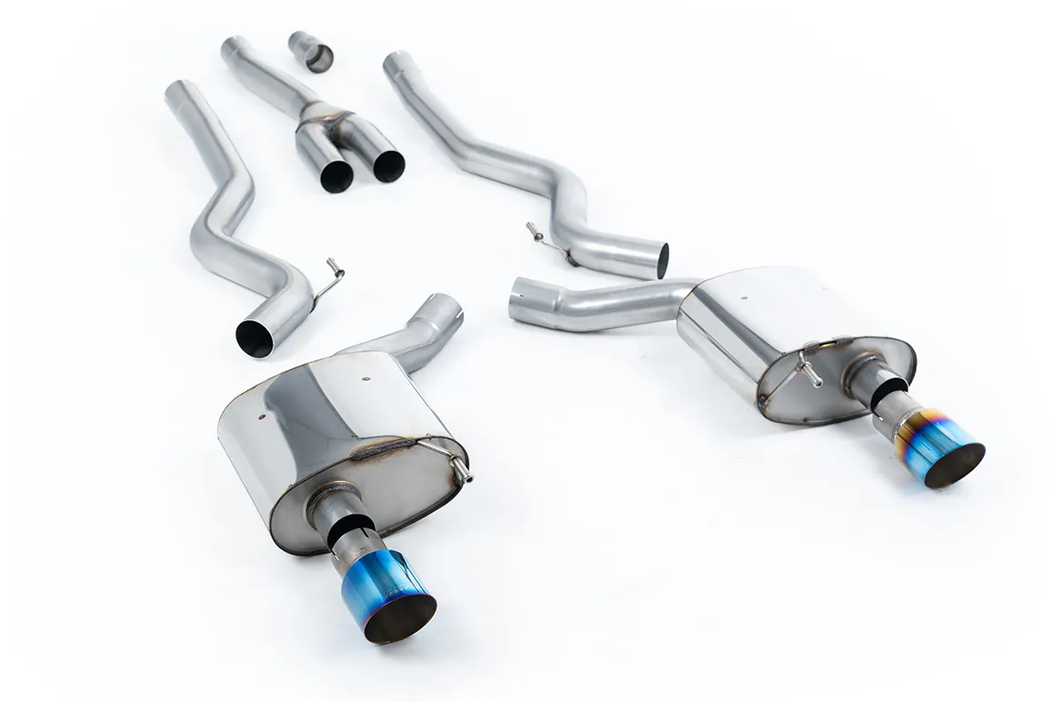 Milltek Cat-back Dual Outlet Non Resonated with GT-100 Burnt Titanium Trim SSXFD223 – Ford Mustang 2.3 EcoBoost (S550 Fastback)