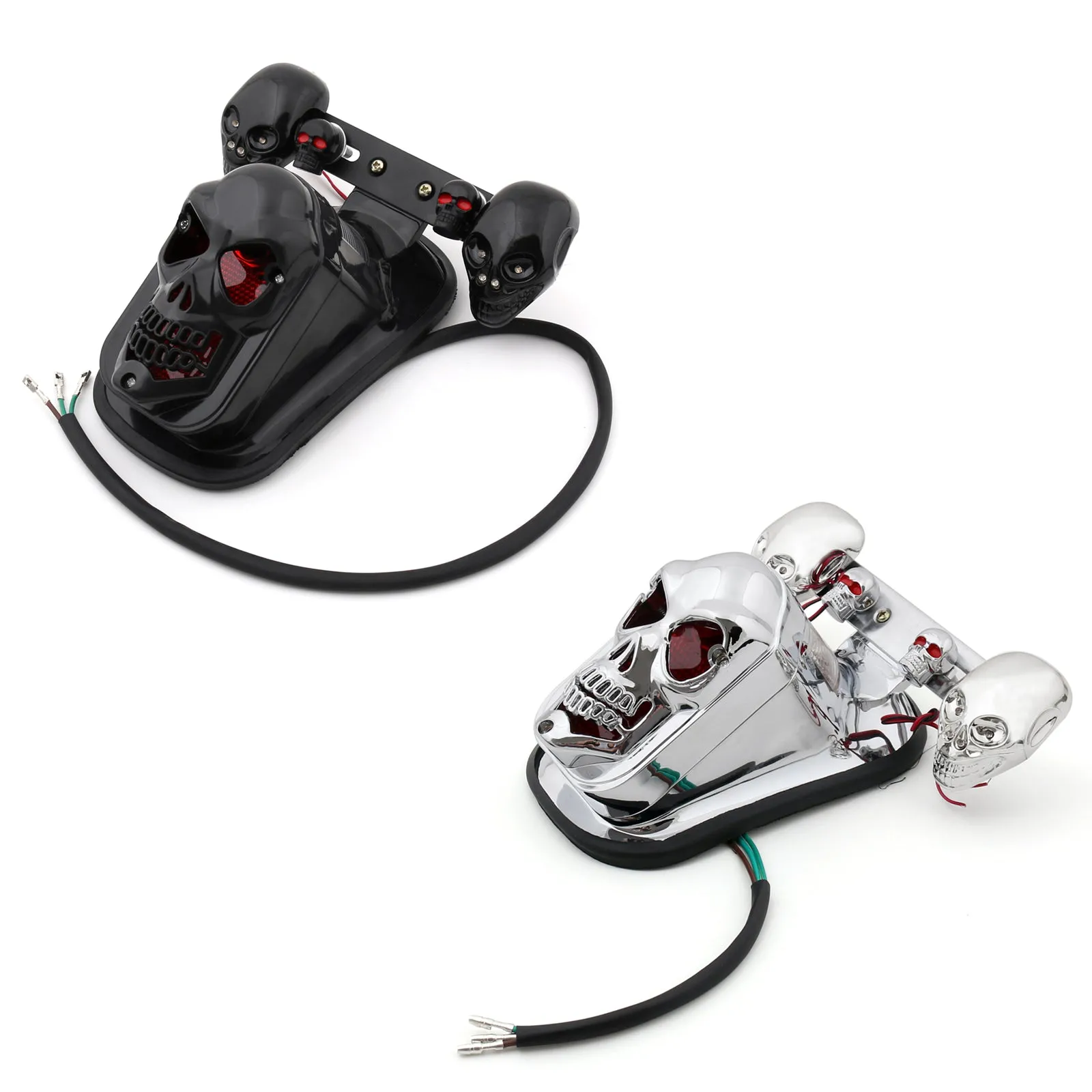 Luz trasera de freno trasero con señal de giro de calavera para motocicleta Harley genérica