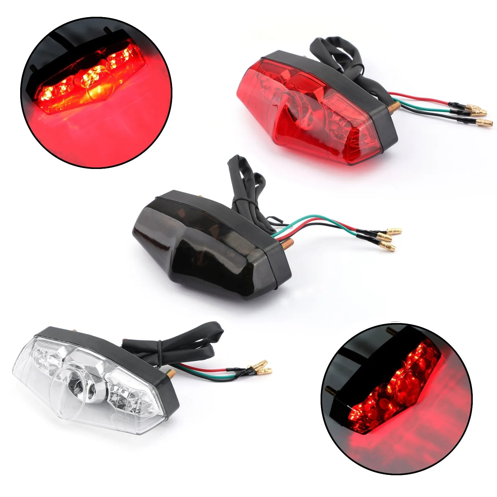 ABS motocicleta LED rojo 12V freno parada corriendo luz trasera lámpara Universal genérico