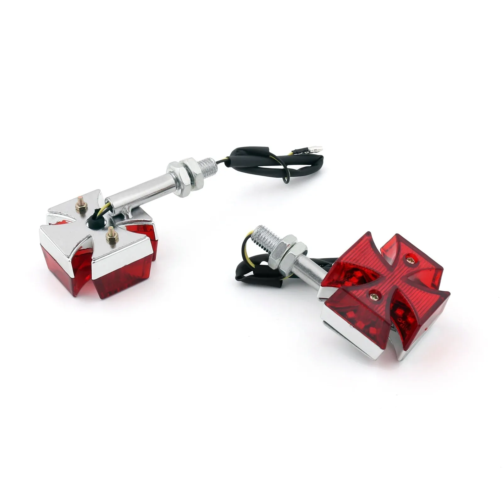 2x Intermitentes LED Cruz de Malta rojos personalizados para moto Harley Generic