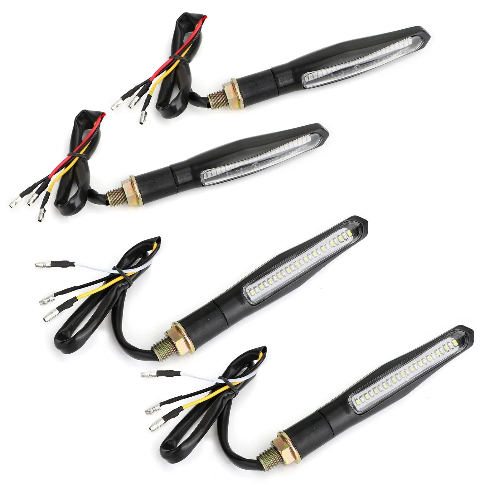 4 luces LED secuenciales de señal de giro para motocicleta con lámpara de freno DRL