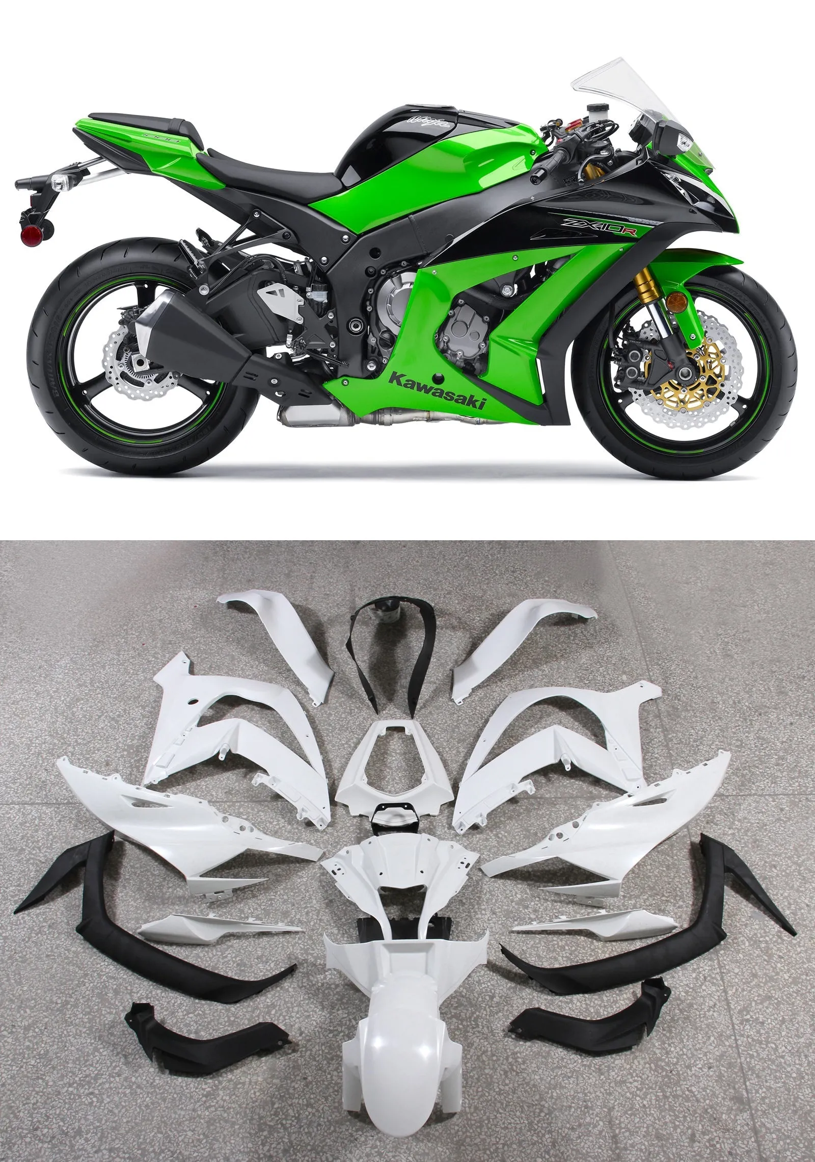 Carenados Amotopart 2011-2015 Plásticos Kawasaki ZX10R Ninja Verde ZX10R Genérico
