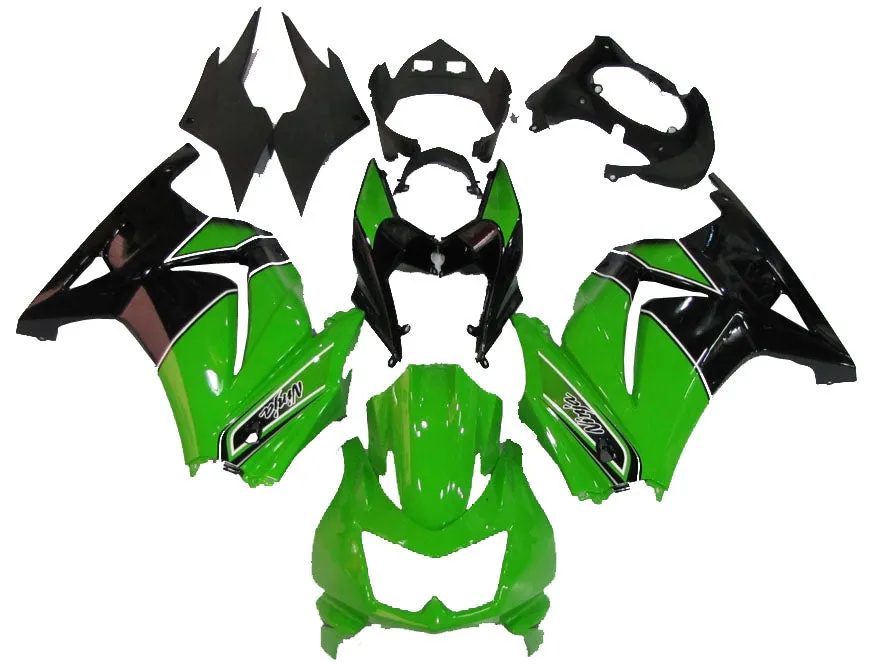 Carenados Amotopart 2008-2012 Kawasaki ZX250R EX250 Verde Negro Ninja ZX250 Genérico
