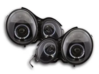 Faros Delanteros Set Angel Eyes Mercedes Clase E Modelo W210 95-98 Negro Fk Automotive