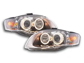 Faros Delanteros Angel Eyes Set Audi A4 Modelo 8e 05-07 Cromado Fk Automotive